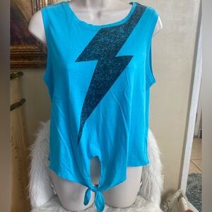 Blue & black tie crop top